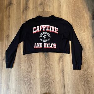 Caffeine & Kilos cropped long sleeve shirt, small
